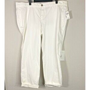 NWT Gap Girlfriend Khaki Pants Size 18R White Stretch Mid Rise Cuffed